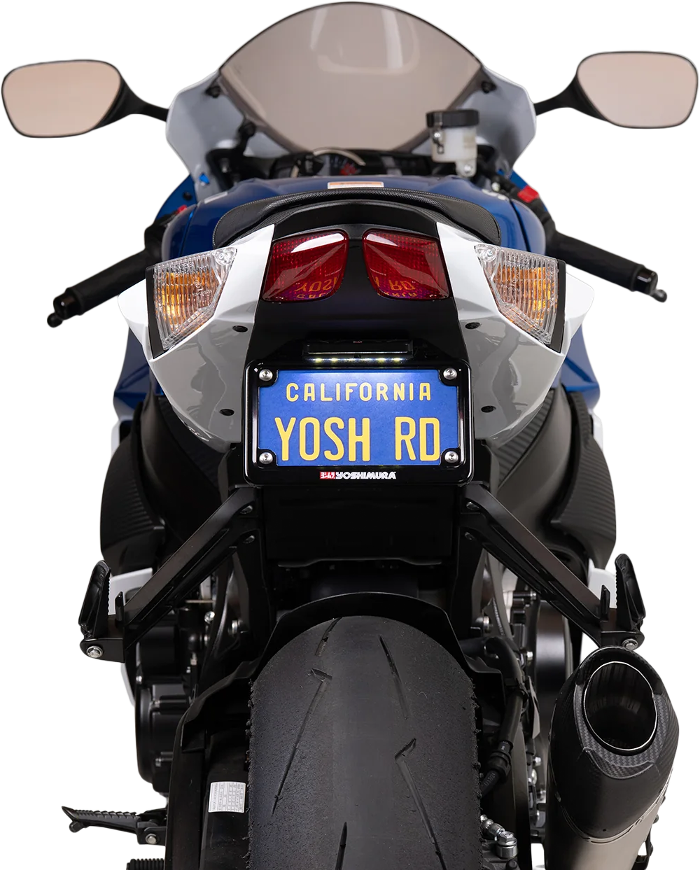 Yoshimura Fender Eliminator V2 Base for Suzuki GSX-R600/750 motorcycle, showcasing sleek black design and mounting hardware.