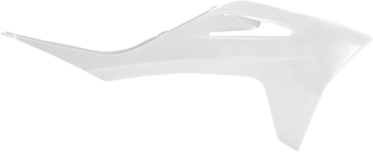 White ACERBIS radiator shroud for body protection, designed for motorcycle radiators, by Bill's Exhausts.