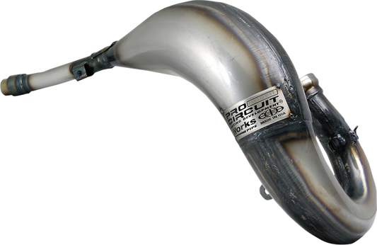 Pro Circuit Works Pipe PY05125-RV for motocross and supercross, featuring a sleek black design and branded logo on the exhaust pipe.