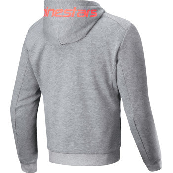 Alpinestars Chrome v2 Sport Hoodie in Heather Gray and Red Fluo, large size, featuring a comfortable hoodie design and sporty logo.