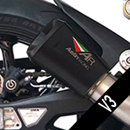 Austin Racing V3 black and orange slip-on exhaust for KTM Superduke 1290 R and GT models, featuring sleek design and branding.