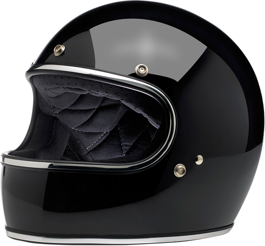 Gloss black Biltwell Gringo helmet in small size, featuring a sleek helmet design with smooth finish and classic style.