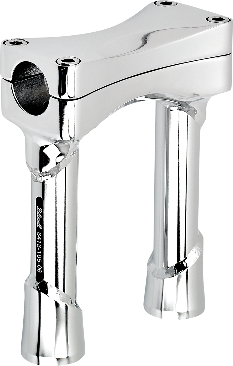 Chrome BILTWELL Risers Murdock Oversized 6-inch handlebars for motorcycle handlebar upgrade, with polished chrome finish.