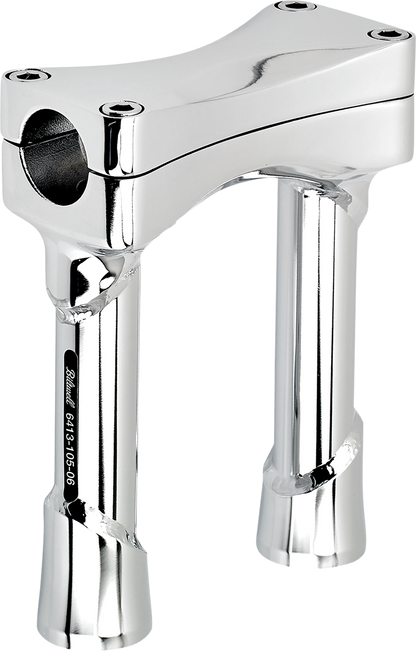 Chrome BILTWELL Risers Murdock Oversized 6-inch handlebars for motorcycle handlebar upgrade, with polished chrome finish.