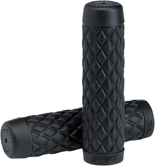 Black BILTWell Torker motorcycle grips, 1-inch size, designed for easy grip and comfort, made by Bill's Exhausts.