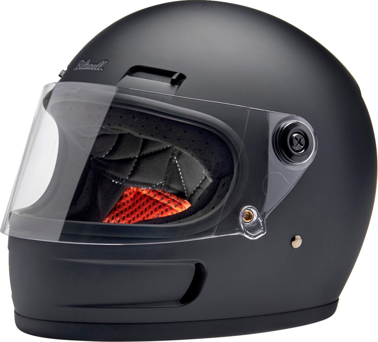 BILTWELL Gringo SV helmet in flat black, large size, featuring a smooth, matte finish and classic motorcycle helmet design
