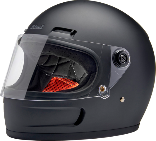 Black BILTWELL Gringo SV motorcycle helmet in flat black with medium size, featuring a sleek, aerodynamic design.