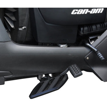 Show Chrome Combat Boards Driver Stealth Black for Ryker 2019-2024, featuring durable black finish and ergonomic design.