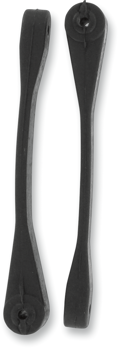 Two black PARTS UNLIMITED hood clamps for Polaris vehicles, part number 12-135-000, shown in the image.
