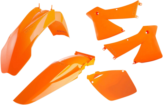 Acerbis standard orange replacement body kit for motorcycles, featuring plastic panels and body parts, displayed on a white background.
