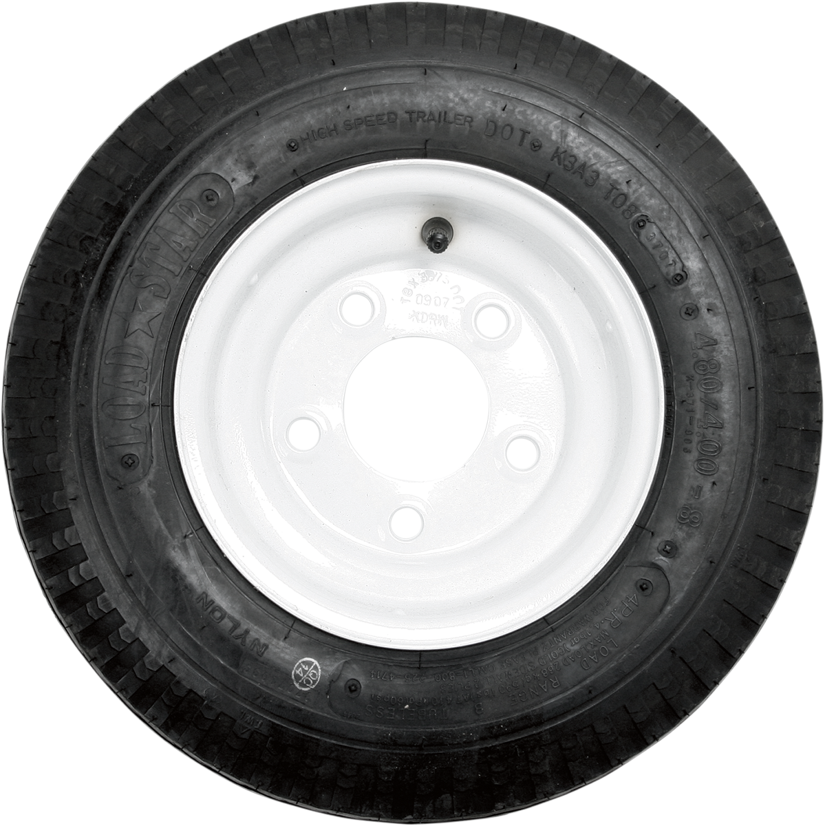 Kenda Loadstar K353 trailer tire 5.70-8 with 4 ply construction and Load Range B, featuring tread pattern and sidewall details.