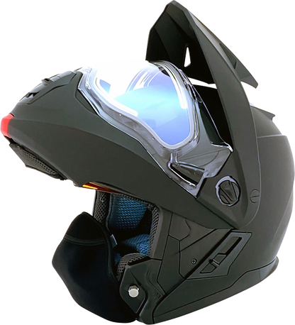Bill's Exhausts AFX FX-111DS snow helmet in matte black, electric design, 2XL size, with aerodynamic shape and clear visor.