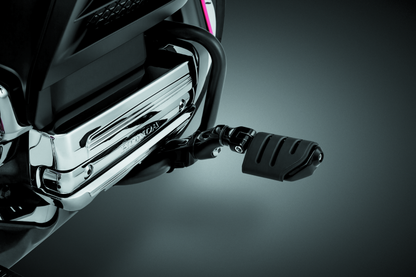Kuryakyn Ergo II Trident Dually ISO Pegs with Long Arms for Honda GL1800 in glossy black, showing motorcycle foot pegs and mounting hardware.