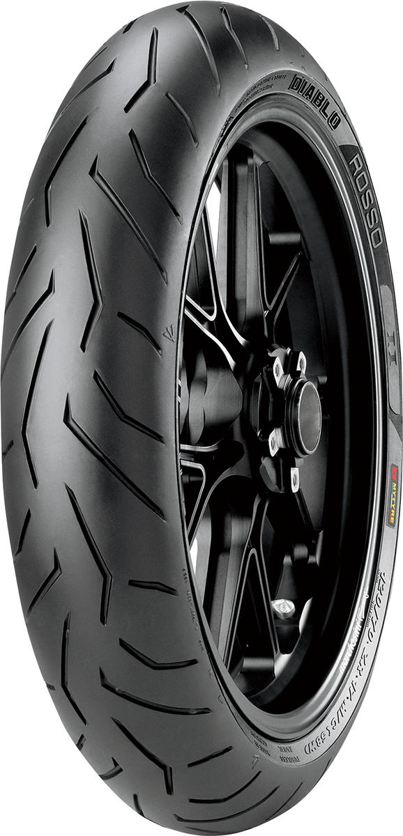 Pirelli Diablo Rosso™ II front motorcycle tire 120/70ZR17 with tread pattern and sidewall details