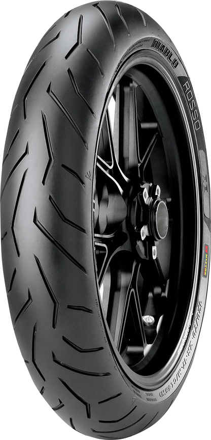 Pirelli Diablo Rosso™ II front motorcycle tire 120/70ZR17 with tread pattern and sidewall details