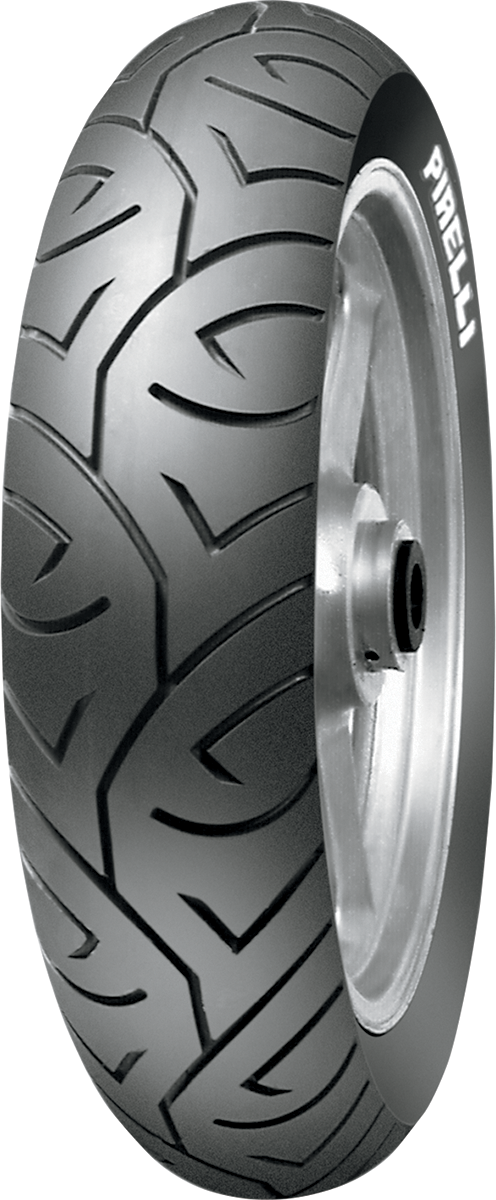 PIRELLI Sport Demon™ rear motorcycle tire 130/70-18 for medium displacement bikes, featuring tread pattern and sidewall details.