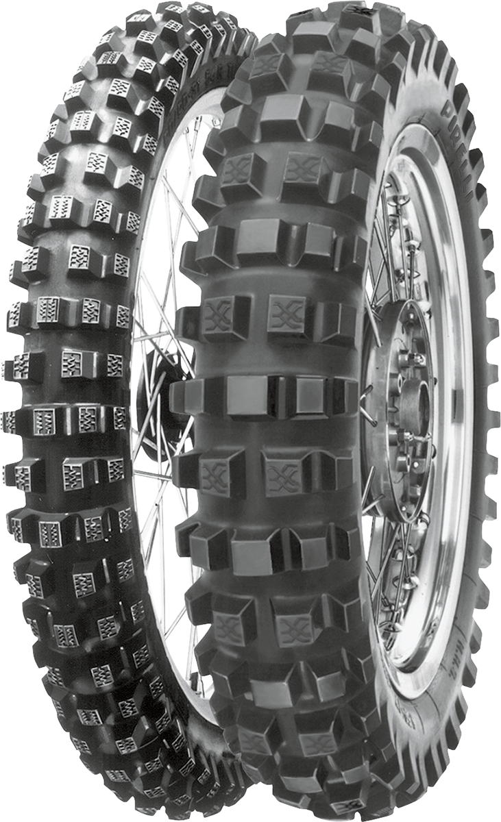 PIRELLI MT 16™ Garacross front tire, 80/100-21, 51R, with rugged tread for durable off-road performance.
