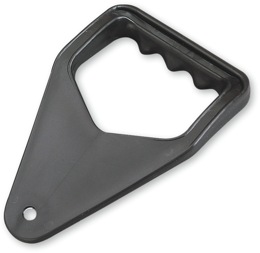 Black polyethylene passenger handle by PARTS UNLIMITED, designed for enhanced comfort and safety on vehicles or equipment.