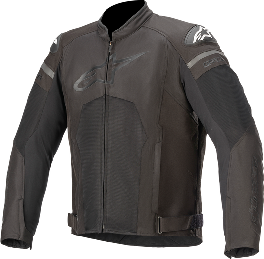 Alpinestars T-GP Plus R Air motorcycle jacket in black, medium size, featuring protective armor and ventilation panels.