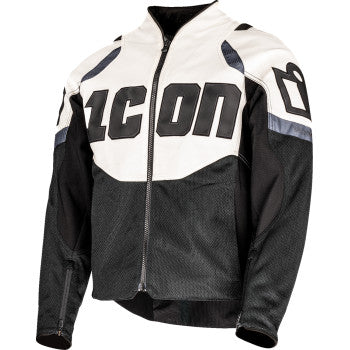 Bill's Exhausts ICON Contra3™ jacket in white and black, small size, showcasing the stylish design and fabric details.