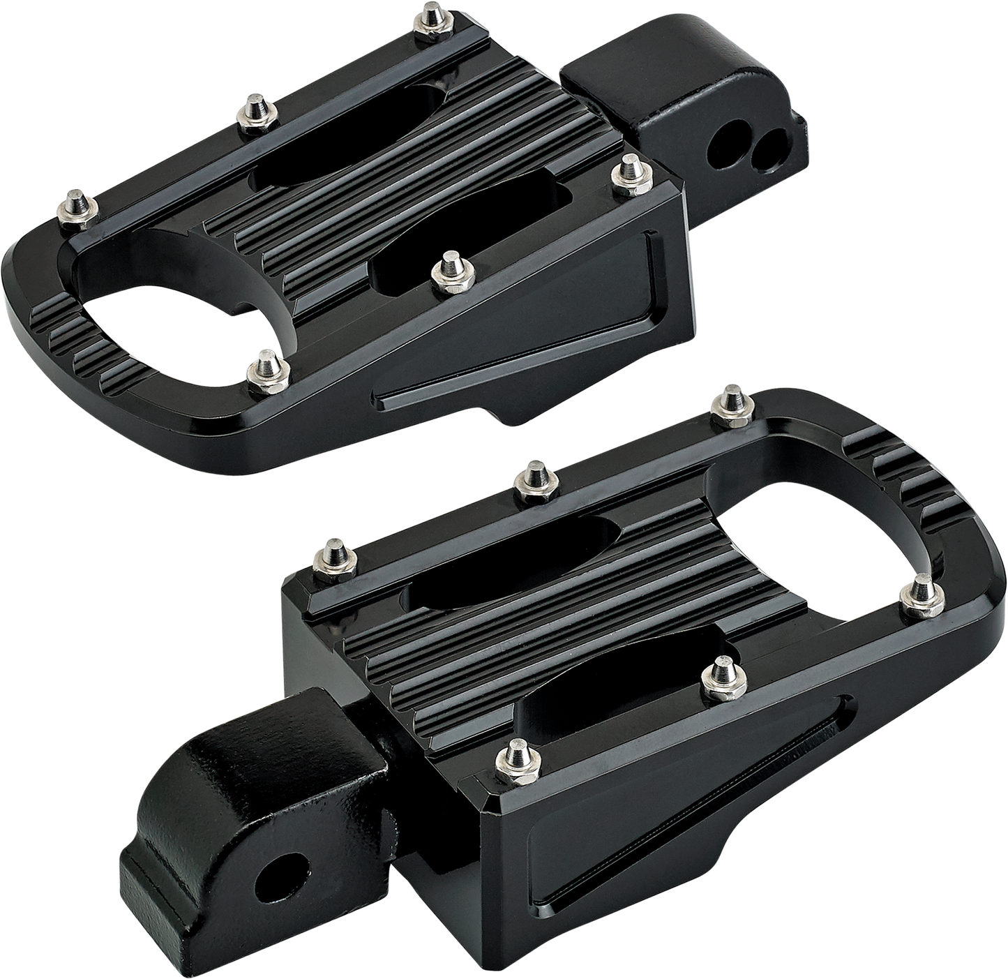 Black BILTWELL Punisher passenger footpeg for M8 motorcycles, featuring a sturdy body design for added riding comfort.