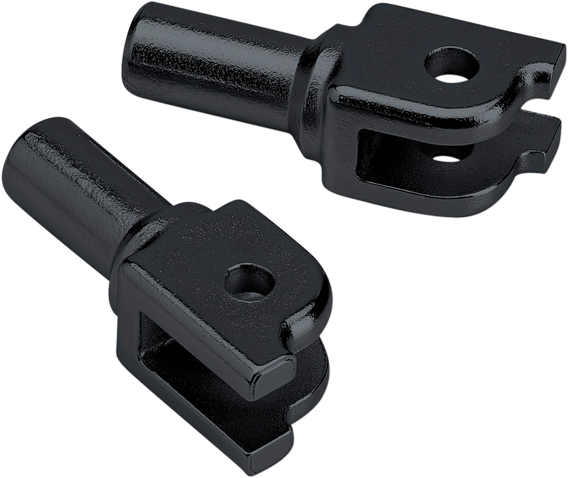 Black BILTWELL footpeg mount for Softail motorcycles, body part designed for secure footpeg attachment and riding comfort.