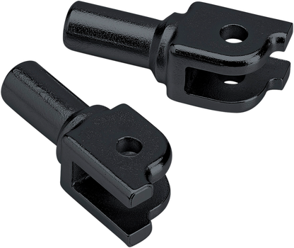 Black BILTWELL footpeg mount for Softail motorcycles, body part designed for secure footpeg attachment and riding comfort.