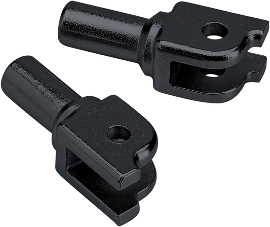 Black BILTWELL footpeg mount for Softail motorcycles, body part designed for secure footpeg attachment and riding comfort.