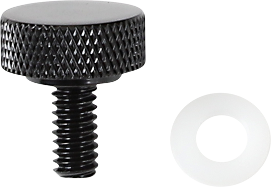 Black DRAG SPECIALTIES seat knob with smooth top and 1/4"-20 threaded bolt for motorcycle seats.
