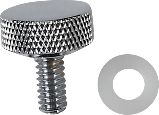 Chrome finish Drag Specialties seat knob with 1/4"-20 thread, smooth design, suitable for motorcycle seats.