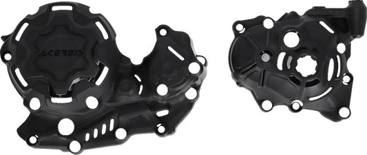 A black Acerbis X-Power body kit for Yamaha YZ450F motorcycle, featuring sleek design and mounting details.