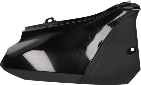 Black Acerbis side panels for motorcycle body, designed for durable fit and sleek appearance.