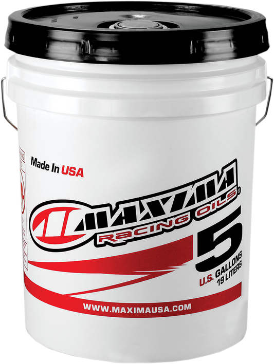 Maxima Racing Oil SXS mineral gear oil 80W-90 in a 5-gallon container with part number 40-43505.