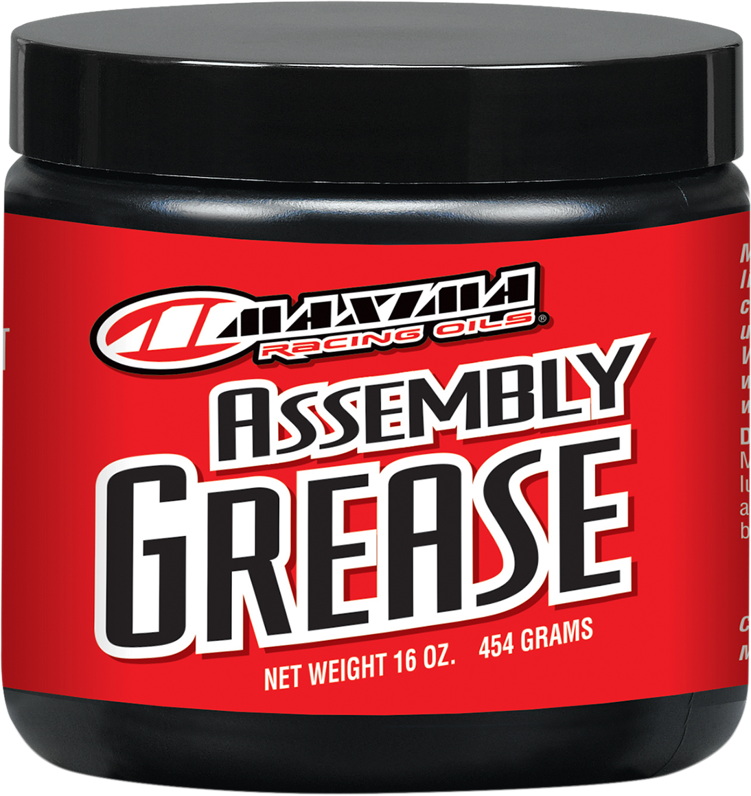 Maxima Racing Oil assembly grease in a 16 oz container, high-performance lubricant for engines and chassis assembly.