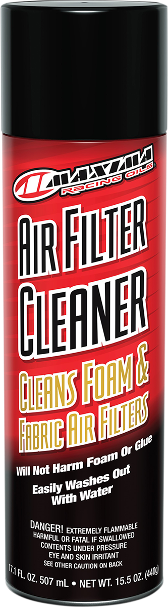 Maxima Racing Oil Air Filter Cleaner aerosol spray bottle for PWC, motorcycle, and ATV air filters, 15.5 fl oz.