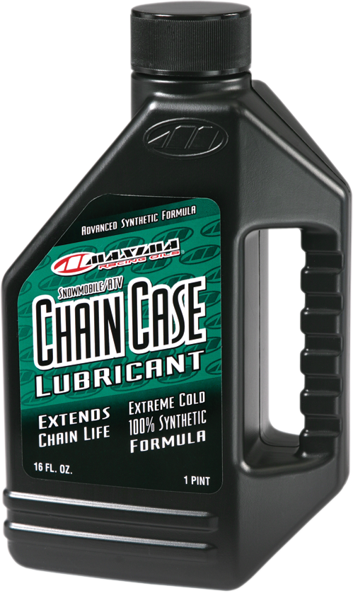 MAXIMA RACING OIL synthetic chain case lube 75W-140 in 16 fl oz bottle, ideal for extreme cold weather motorcycle chains.