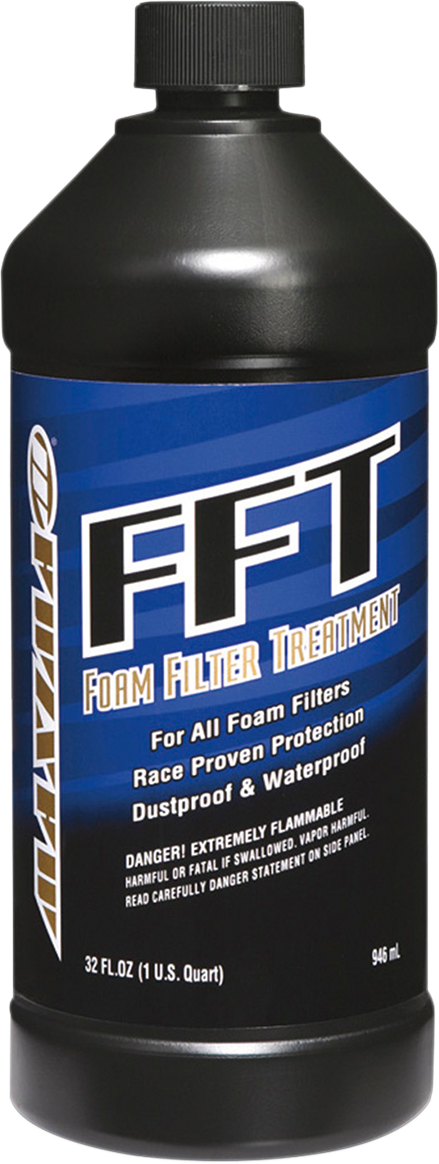 Maxima Racing Oil FFT foam filter oil in a 1-quart container, designed for motorcycle and ATV foam air filters.