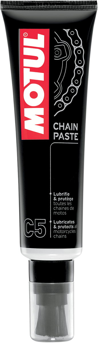 MOTUL Chain Paste bicycle lubricant with brush applicator in 150ml container, designed for bike chain lubrication and maintenance.