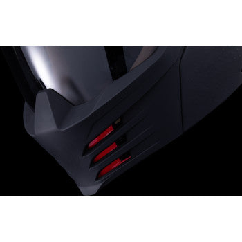 Black ICON Elsinore™ helmet in medium size with Monotype design, featuring a sleek, aerodynamic helmet for motorcycle riders.