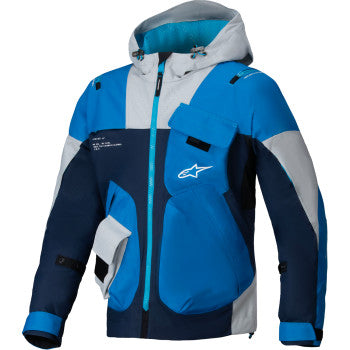 Alpinestars Mogress Air Jacket in blue and almond, small size, featuring lightweight ventilation and sporty design.