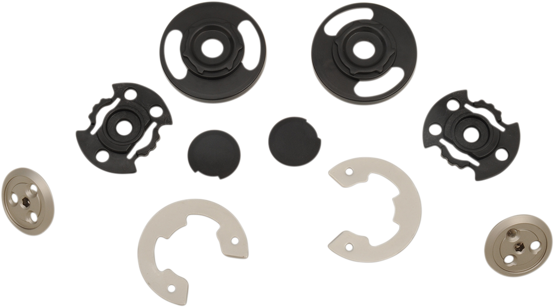 AGV Legends X3000 helmet pivot kit with screws, motorcycle helmet accessories for easy replacement and secure fit.