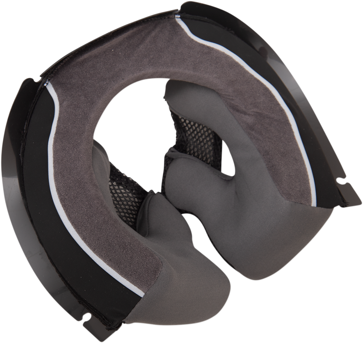 Black AGV AX9 helmet cheek pads in medium size, showing soft padding and secure fit for helmet comfort and safety.