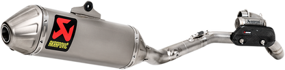 AKRAPOVIC Evolution Titanium Exhaust System for motorcycle, showing sleek exhaust pipes and branding details.