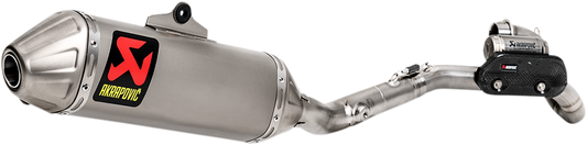 AKRAPOVIC Evolution Titanium Exhaust System for motorcycle, showing sleek exhaust pipes and branding details.
