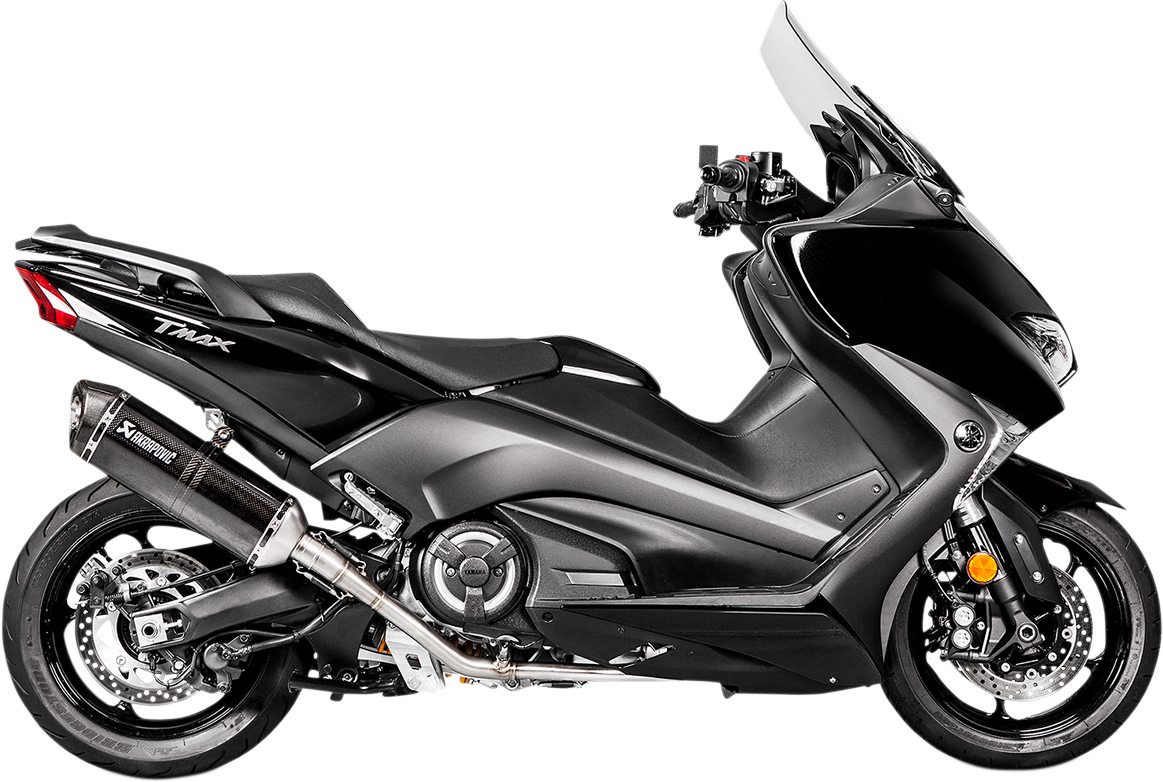 AKRAPOVIC Race Exhaust S-Y5R5-RC for motorcycles with stainless steel and carbon fiber design, showing the sleek exhaust pipe.