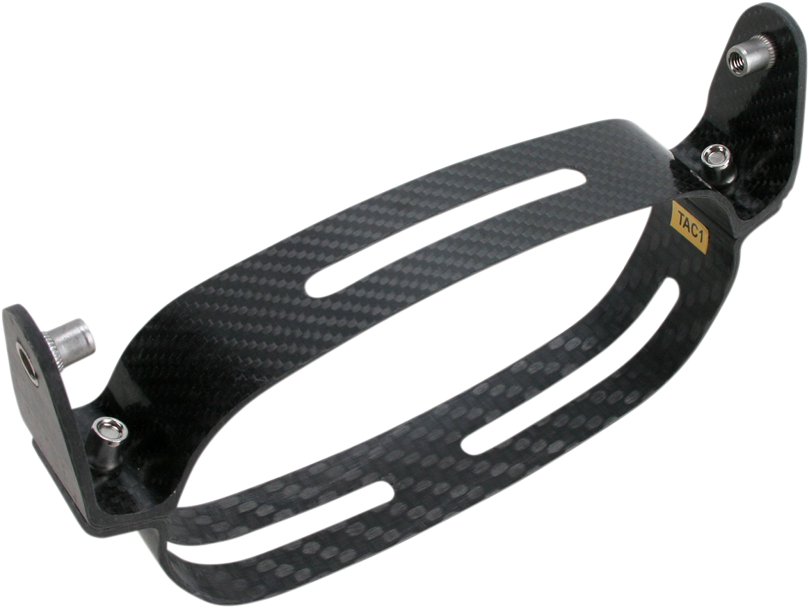 AKRAPOVIC Type TAC1 muffler clamp for Akrapovic exhaust systems, showing the sturdy metal component in close-up.