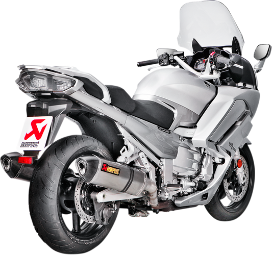 AKRAPOVIC Titanium S-Y13SO3-HT motorcycle mufflers for enhanced performance, featuring sleek titanium finish and durable construction.
