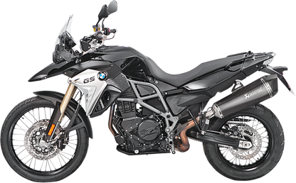 AKRAPOVIC titanium slip-on exhaust for BMW S-B8SO6-HZAABL, featuring sleek metal design and exhaust piping.
