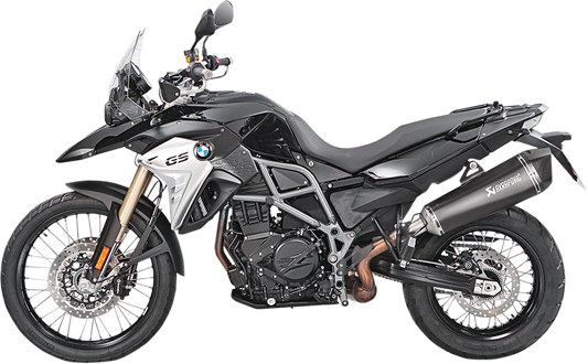 AKRAPOVIC titanium slip-on exhaust for BMW S-B8SO6-HZAABL, featuring sleek metal design and exhaust piping.