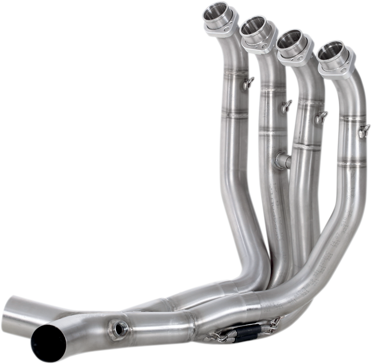 AKRAPOVIC stainless steel motorcycle header E-K14R1 with polished finish, designed for improved performance and durability.